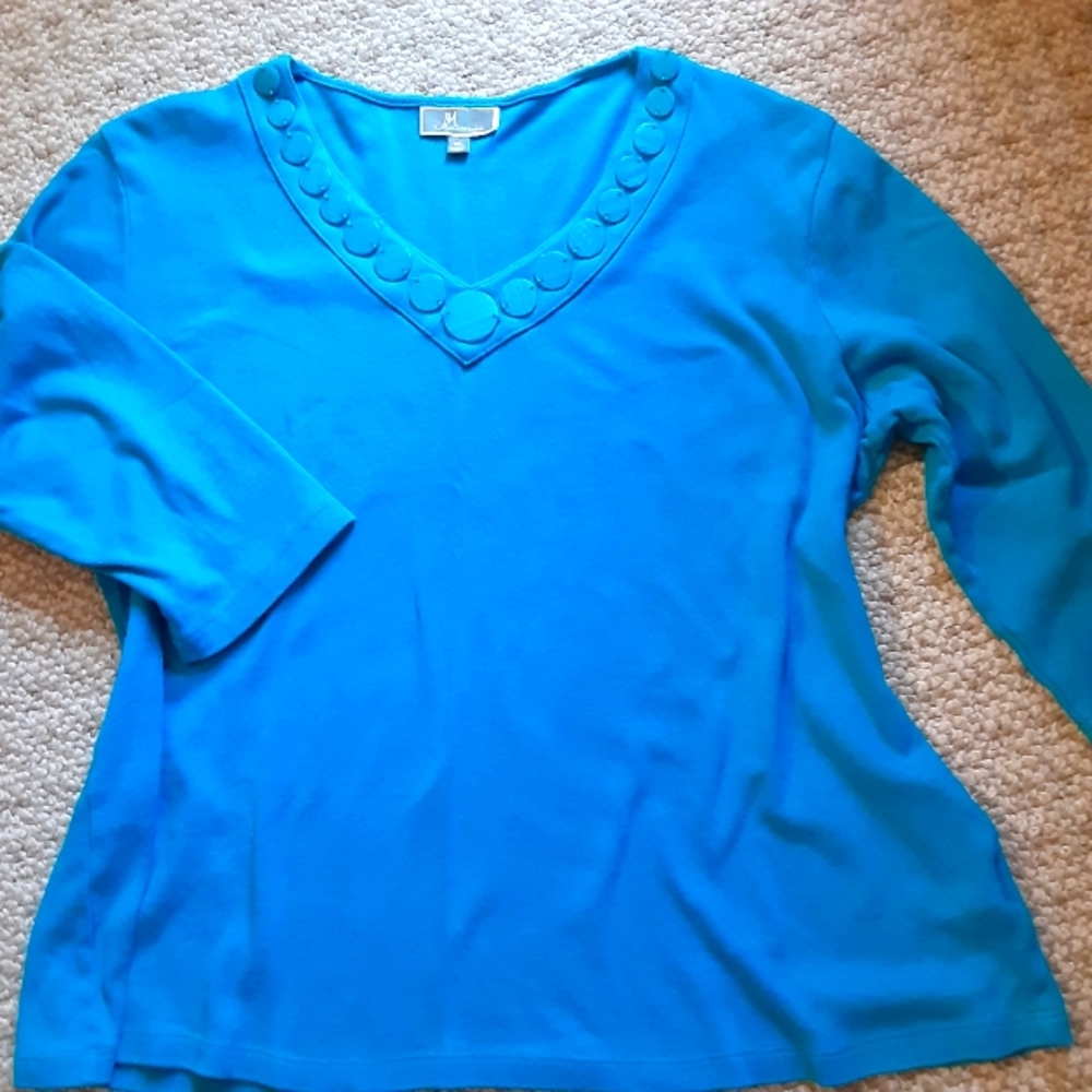 Beautiful V-Neck Turquoise Top XL